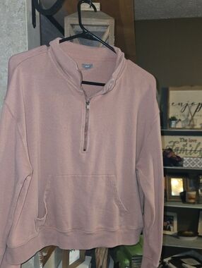 aerie Dusty Rose Half-Zip Pullover Hoodie
